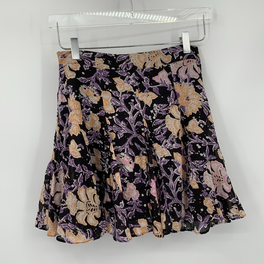Free People Black and Pink Floral Mini Skirt - Picture 3 of 4